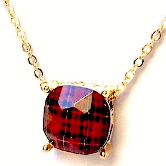 ✌🏼 #1264 Red Buffalo Plaid Epoxy Overlay Necklace - Picture 6 of 10